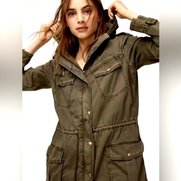 ARITZIA *  Talula TROOPER JACKET COAT w/ Hood  Green 100% cotton. - Picture 1 of 16